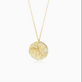 Gold Bee Coin Necklace front view with crystal accents