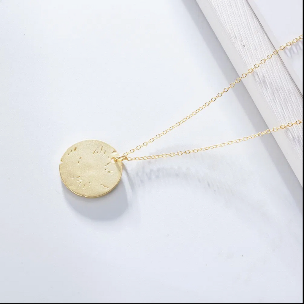 Gold Bee Coin Necklace worn on model